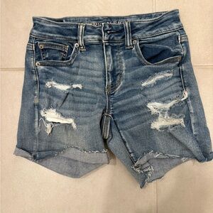 American Eagle Outfitters Faded Blue Ripped Denim Shorts